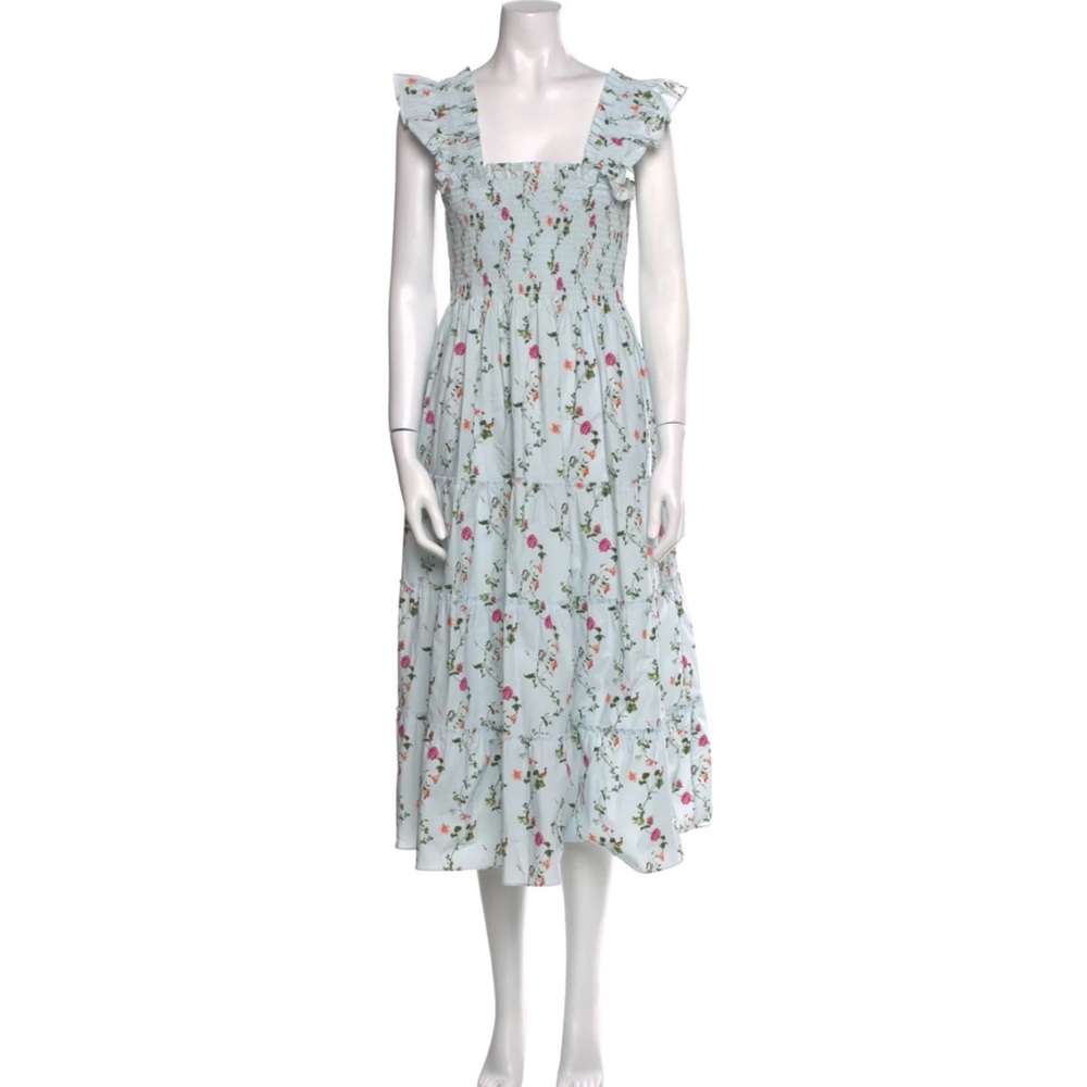 Hill House Floral Midi Dress - Light Blue and Pink